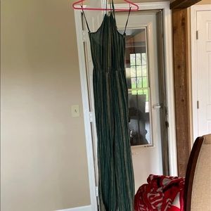 Green and gold stripe jumpsuit